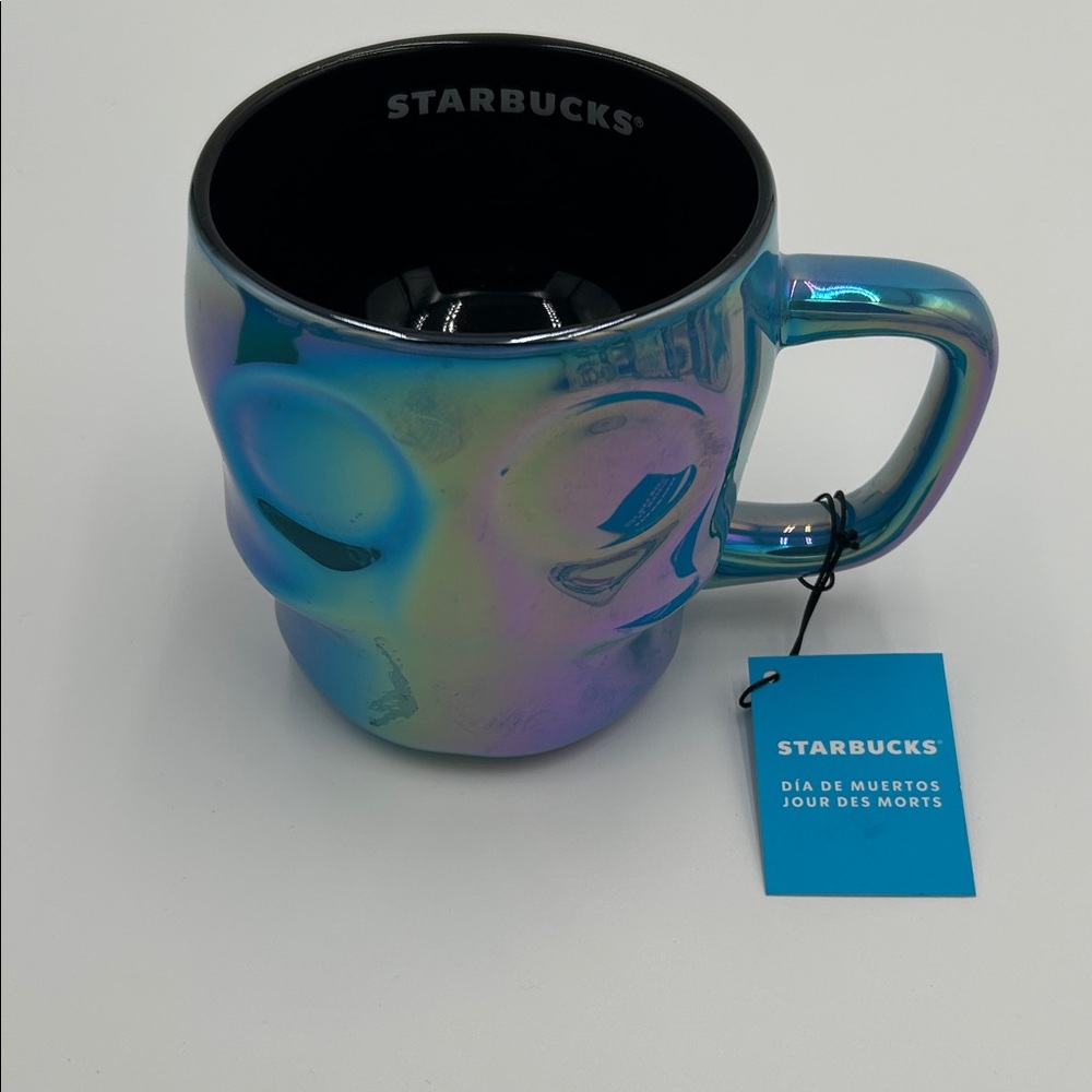 Starbucks Iridescent Teal Purple Blue Skull Mug